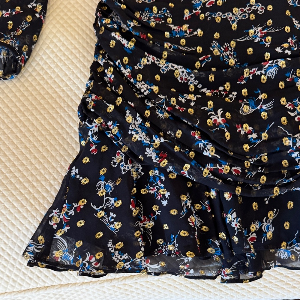 Veronica Beard Black Floral Long Sleeve Dress